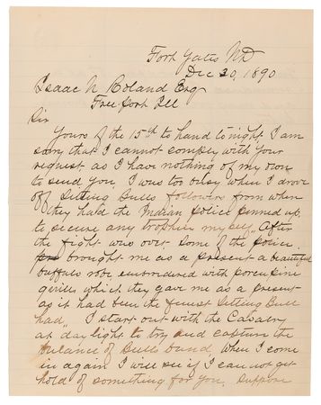 Lot #8091 [Sitting Bull] Edmond Gustave Fechét (2) Autograph Letters Signed: 