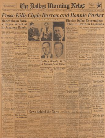 Lot #8122 Bonnie and Clyde Newspaper: 