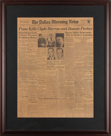 Lot #8122 Bonnie and Clyde Newspaper: 