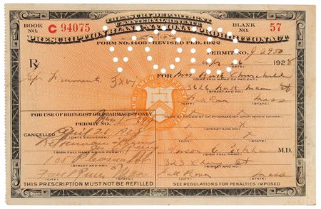 Lot #8103 [Al Capone] Prohibition Ephemera with an Old Log Cabin Whiskey Bottle, Cicero Bottling Works Sign, and Liquor Prescription - Image 5