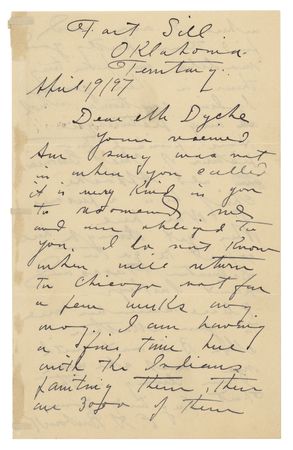 Lot #8093 Geronimo Signature with Rare 1897 Letter from His Portrait Painter E. A. Burbank - Image 2