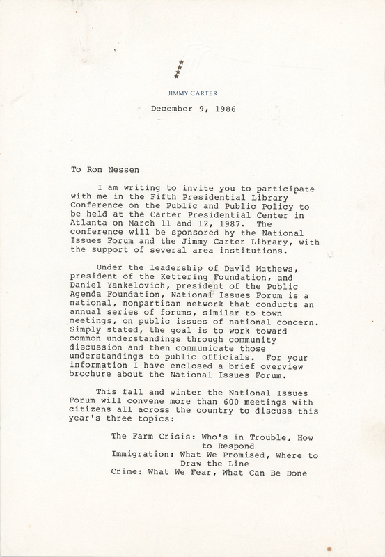Lot 44 Jimmy Carter Typed Letter Signed on the Fifth Presidential Library Conference on the Public and Public Policy