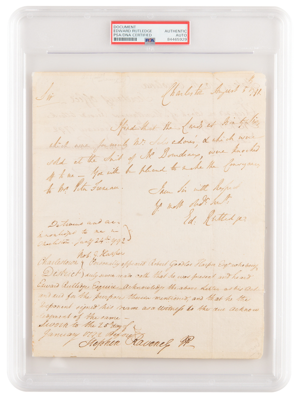 Lot 250 Edward Rutledge Autograph Letter Signed