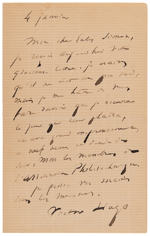Lot 474 Victor Hugo Autograph Letter Signed