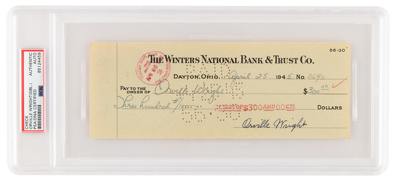Lot 385 Orville Wright Twice-Signed Check