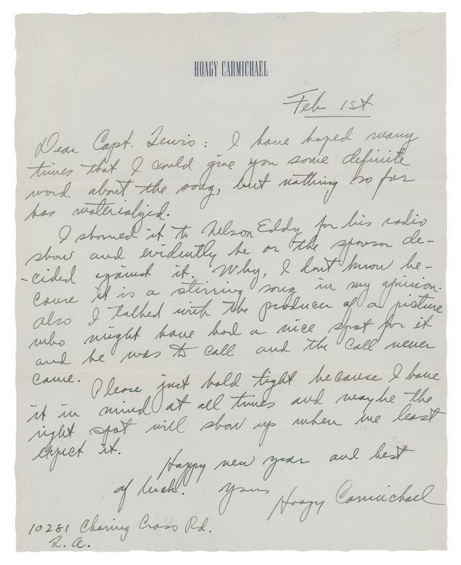 Lot 521 Hoagy Carmichael Autograph Letter Signed