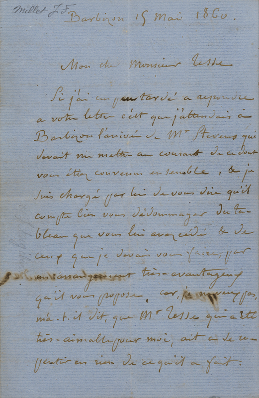 Lot 446 Jean-Francois Millet Autograph Letter Signed