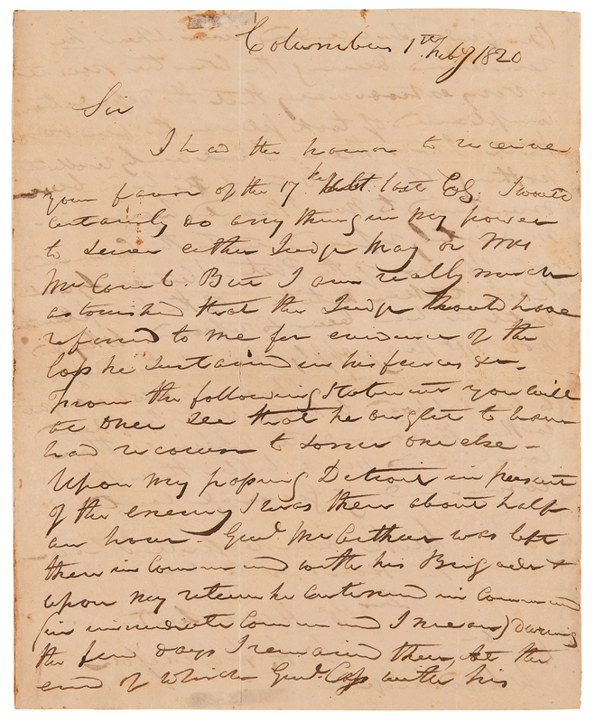 Lot 20 William Henry Harrison Autograph Letter Signed on the Recapture of Detroit in the War of 1812