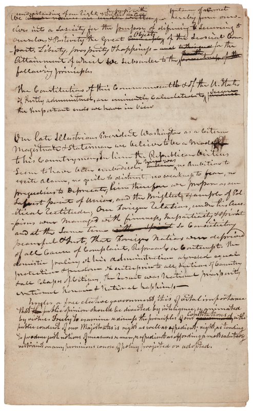 Lot 6 [George Washington] Washington Benevolent Society Constitution Manuscript Draft: 