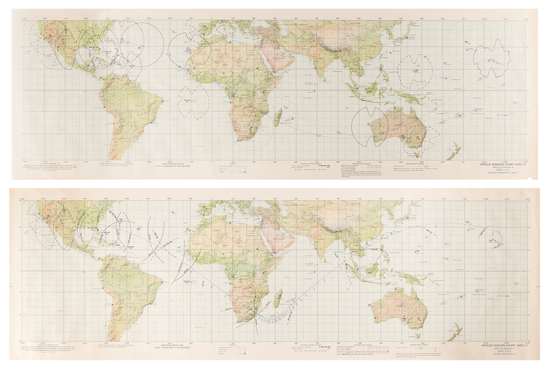 Lot 395 Apollo 6 (2) Mission Charts - The Final Uncrewed Flight in the Apollo Program