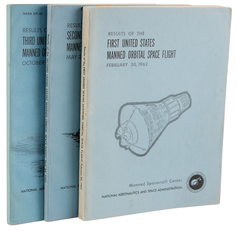 Lot 419 Project Mercury (3) NASA Results Booklets for the First Three Manned Orbital Space Flights