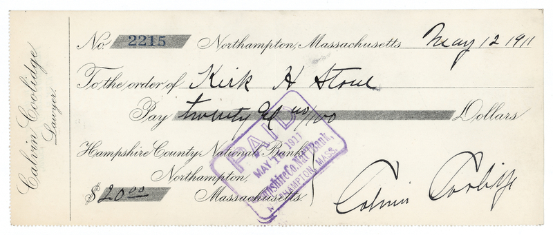 Lot 50 Calvin Coolidge Signed Check