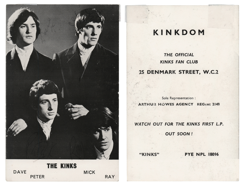 Lot 580 The Kinks Signed Fan Club Promotional Card