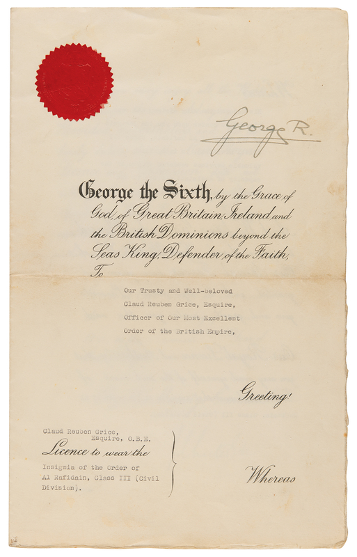 Lot 231 King George VI Document Signed, Granting License to 