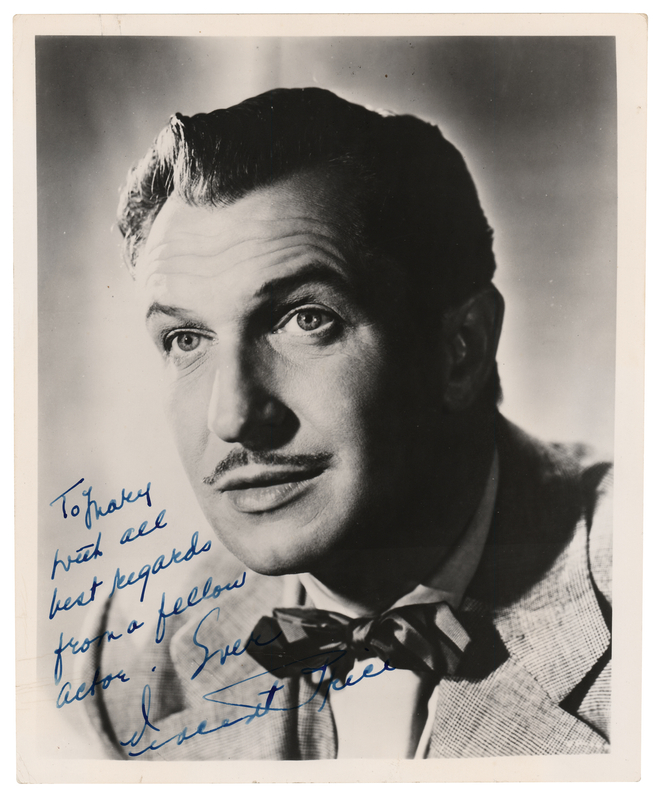 Lot 732 Vincent Price Signed Photograph