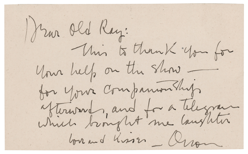 Lot 759 Orson Welles Autograph Letter Signed to Ray Bolger