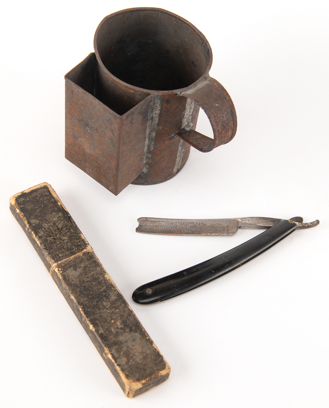 Lot 335 Civil War: Union's Soldier's Shaving Mug and Razor