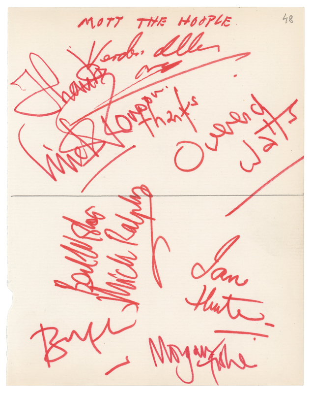 Lot 588 Mott the Hoople Signatures