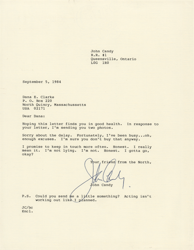 Lot 670 John Candy Typed Letter Signed: 