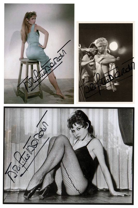 Lot 657 Brigitte Bardot (3) Signed Photographs