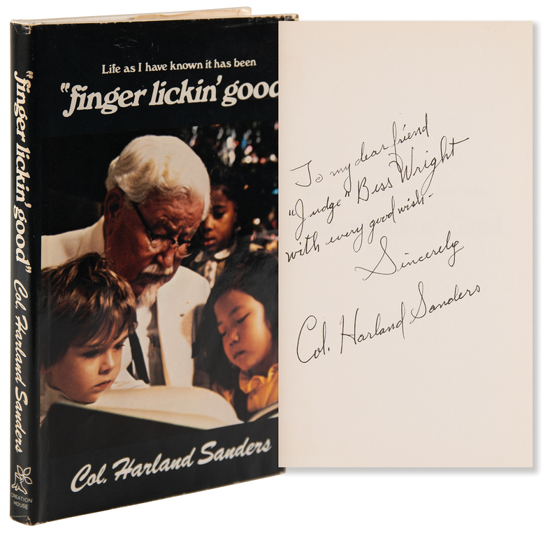 Lot 252 Col. Harland Sanders Signed Book - Finger Lickin' Good