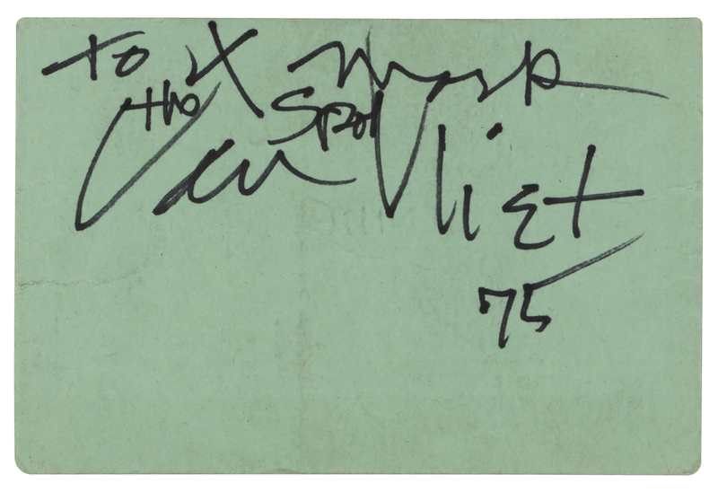 Lot 552 Captain Beefheart Signature