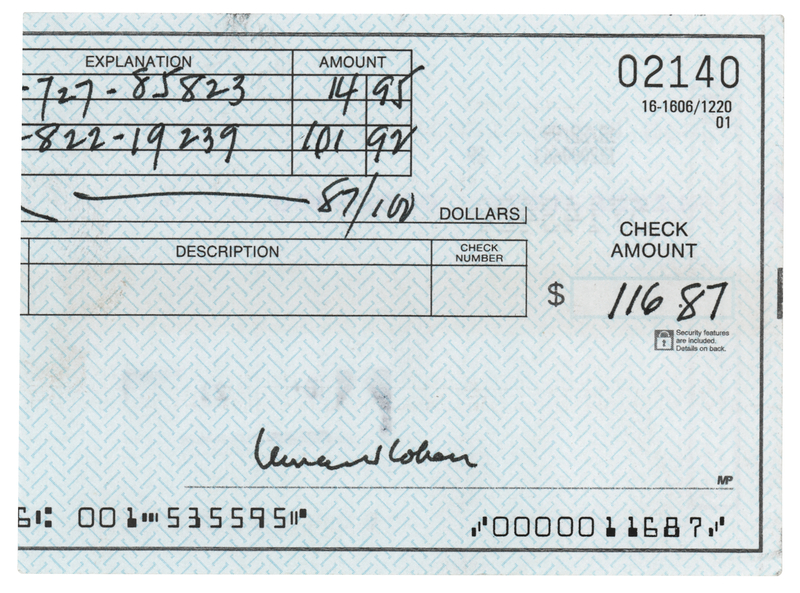 Lot 557 Leonard Cohen Signature