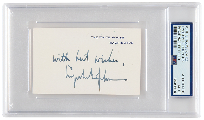 Lot 75 Lyndon B. Johnson Signed White House Card