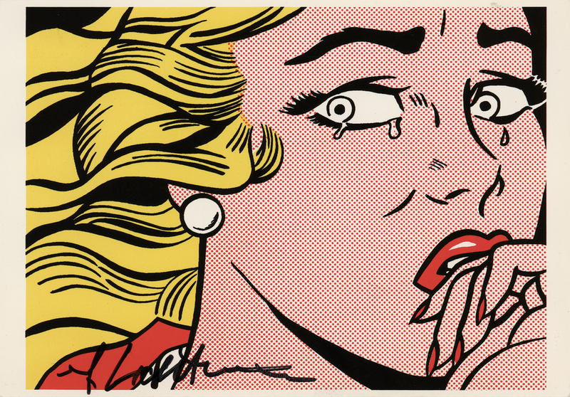 Lot 445 Roy Lichtenstein Signed Postcard - 'The Crying Girl'