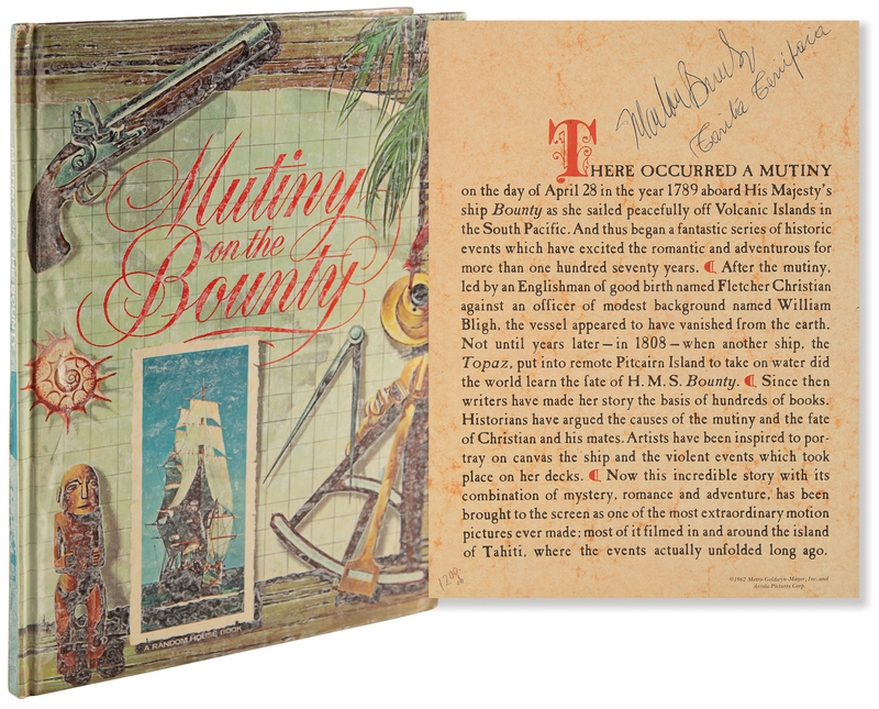 Lot 665 Marlon Brando Signed Book - Mutiny on the Bounty