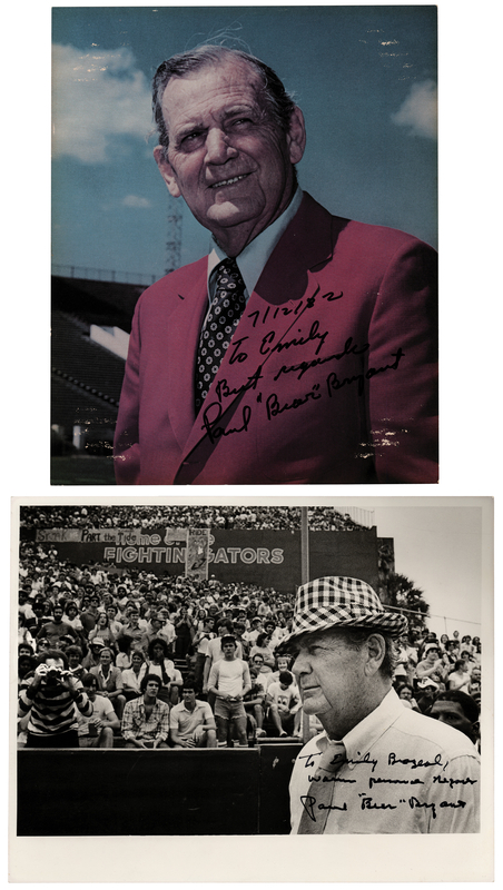 Lot 786 Paul 'Bear' Bryant (2) Signed Photographs