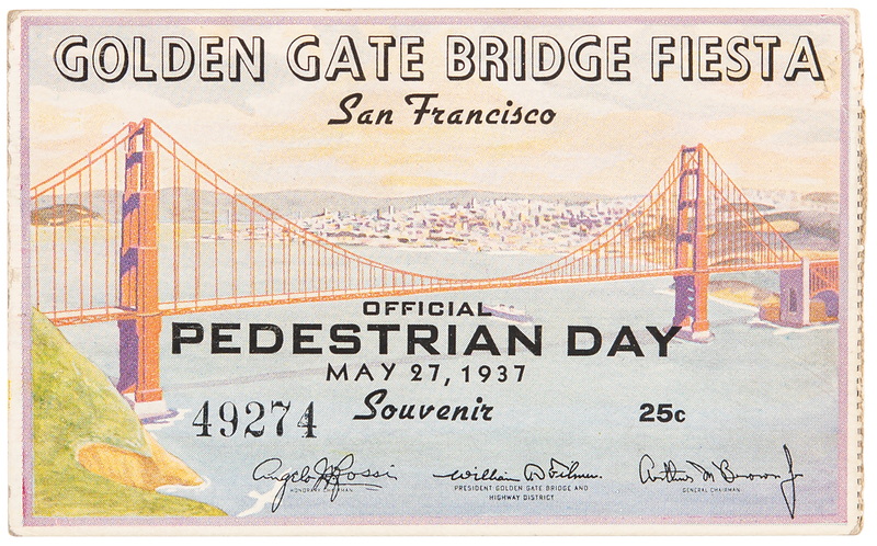 Lot 443 Golden Gate Bridge Opening Ticket Stub