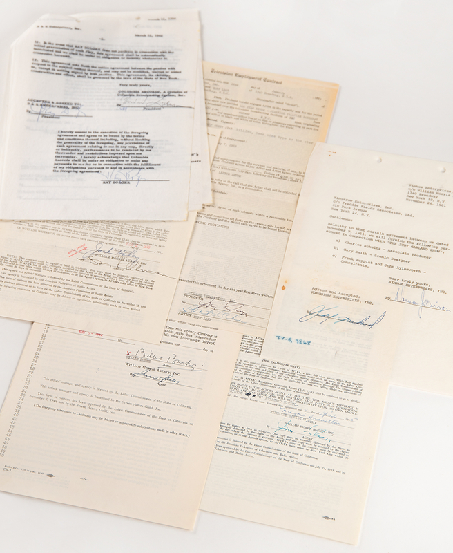 Lot 764 Wizard of Oz (6) Signed Documents - Judy Garland, Ray Bolger, Jack Haley, Bert Lahr, Billie Burke, and Margaret Hamilton