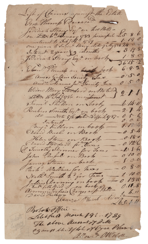 Lot 264 Oliver Wolcott Autograph Document Signed