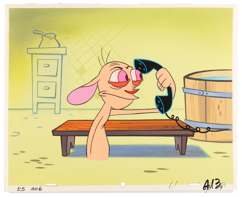 Lot 458 Ren production cel and master production background from The Ren & Stimpy Show