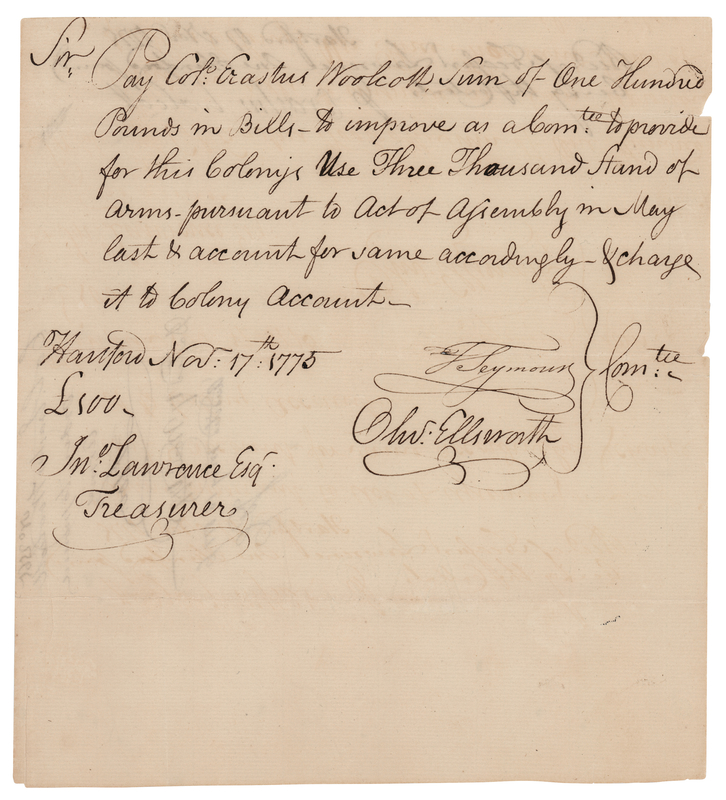 Lot 204 Oliver Ellsworth War-Dated Autograph Document Signed