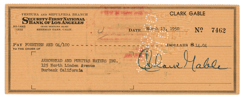 Lot 685 Clark Gable Signed Check