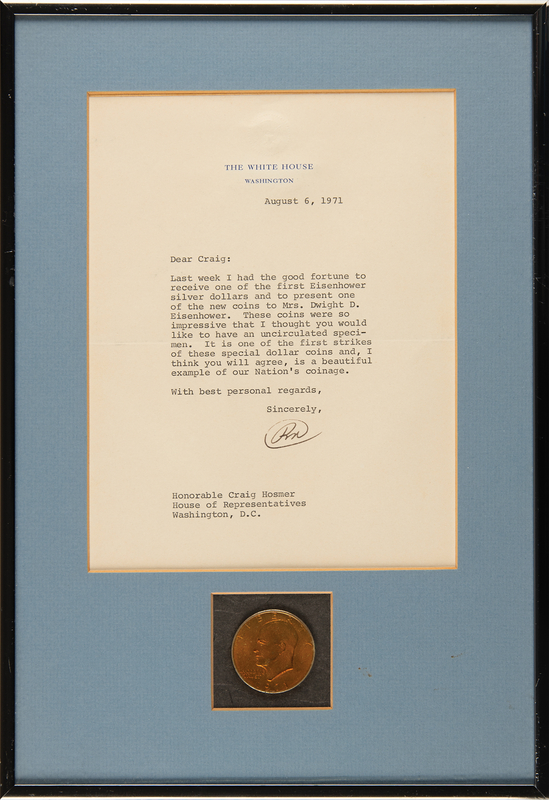 Lot 89 Richard Nixon Typed Letter Signed as President with Gift 1971 Eisenhower Silver Dollar to a California Congressman