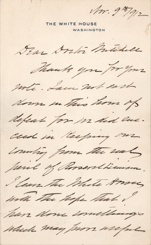 Lot 111 William H. Taft Autograph Letter Signed as President on the 1912 Election: 