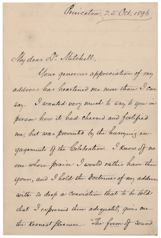 Lot 126 Woodrow Wilson Autograph Letter Signed to Dr. Silas Weir Mitchell: 