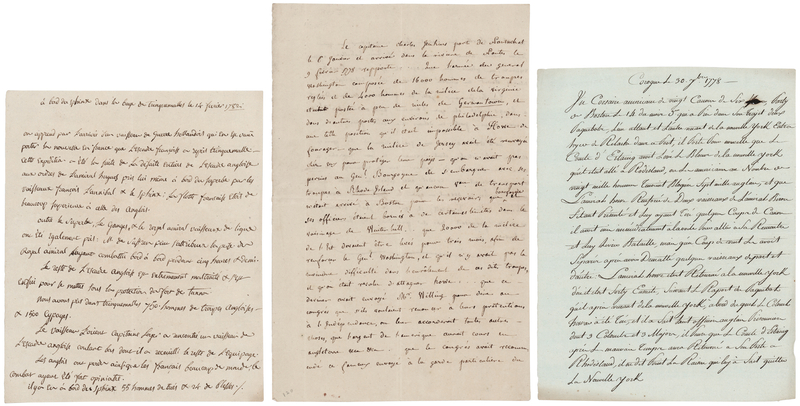 Lot 360 Revolutionary War: (3) French Intelligence Reports (1778?1782) - 