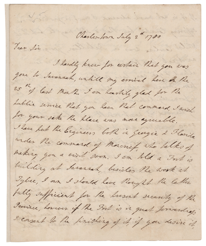 Lot 269 Charles Cornwallis Revolutionary War-Dated Autograph Letter Signed (1780), Outlining His Strategy for the South After the Capture of Charleston