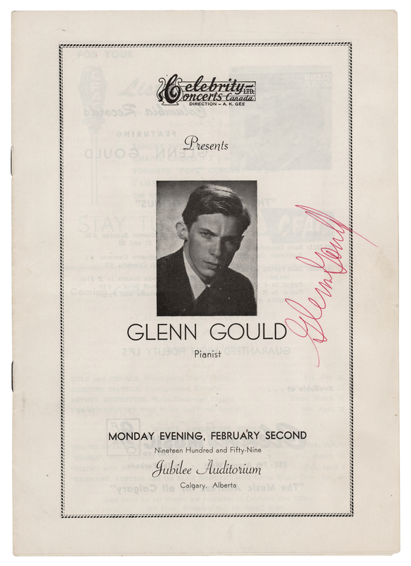 Lot 481 Glenn Gould Signed 1959 Program (Jubilee Auditorium, Calgary)