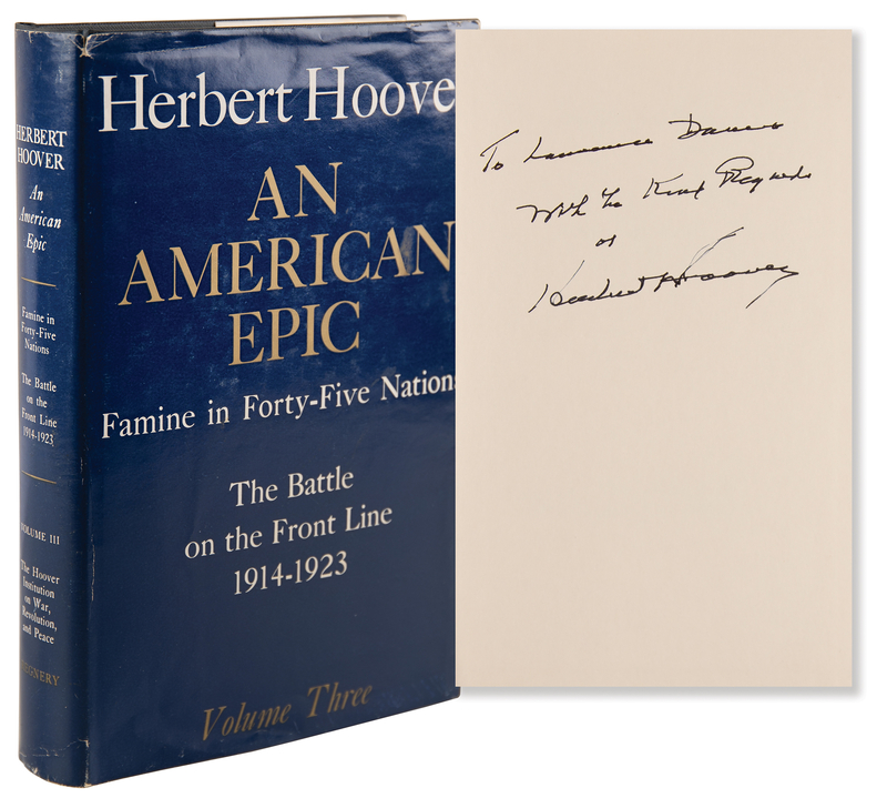 Lot 67 Herbert Hoover Signed Book - An American Epic: Famine in Forty-Five Nations, Vol. 3