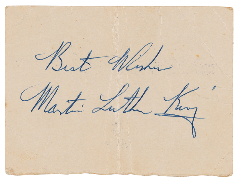 Lot 159 Martin Luther King, Jr. Signature - Obtained at the Playboy Club Resort in Ocho Rios, Jamaica (Jan-Feb 1967)