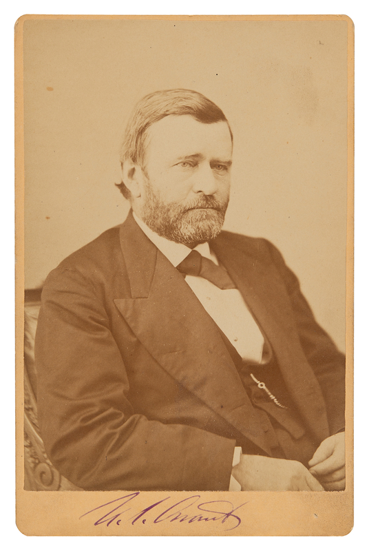 Lot 31 U. S. Grant Signed Cabinet Photograph by Alexander Gardner