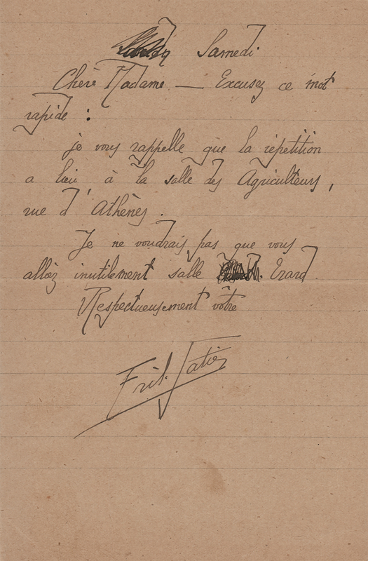 Lot 485 Erik Satie Autograph Letter Signed