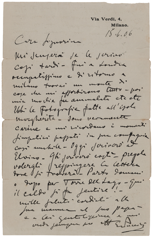 Lot 512 Giacomo Puccini Autograph Letter Signed