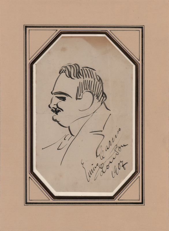 Lot 508 Enrico Caruso Original Self-Portrait Sketch