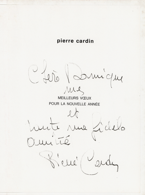 Lot 190 Pierre Cardin Signed Greeting Card